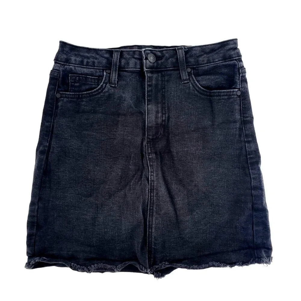 Just Black XS Jean Skirt Released Hem Stretch Casual Retro Classic Denim Black
